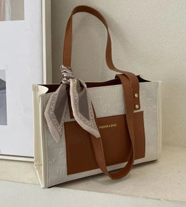 Random Square Bag Decorated With A Toile Sash