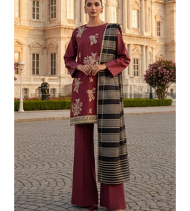 Embroidered - 3 Pc (Dyed Yarn Dupatta)