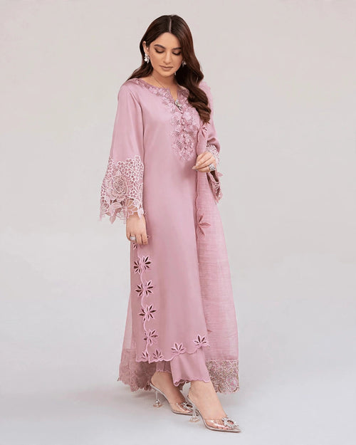 Elegant Mauve Pink Embroidered Lawn Suit – Festive Summer Collection