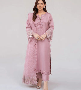 Elegant Mauve Pink Embroidered Lawn Suit – Festive Summer Collection