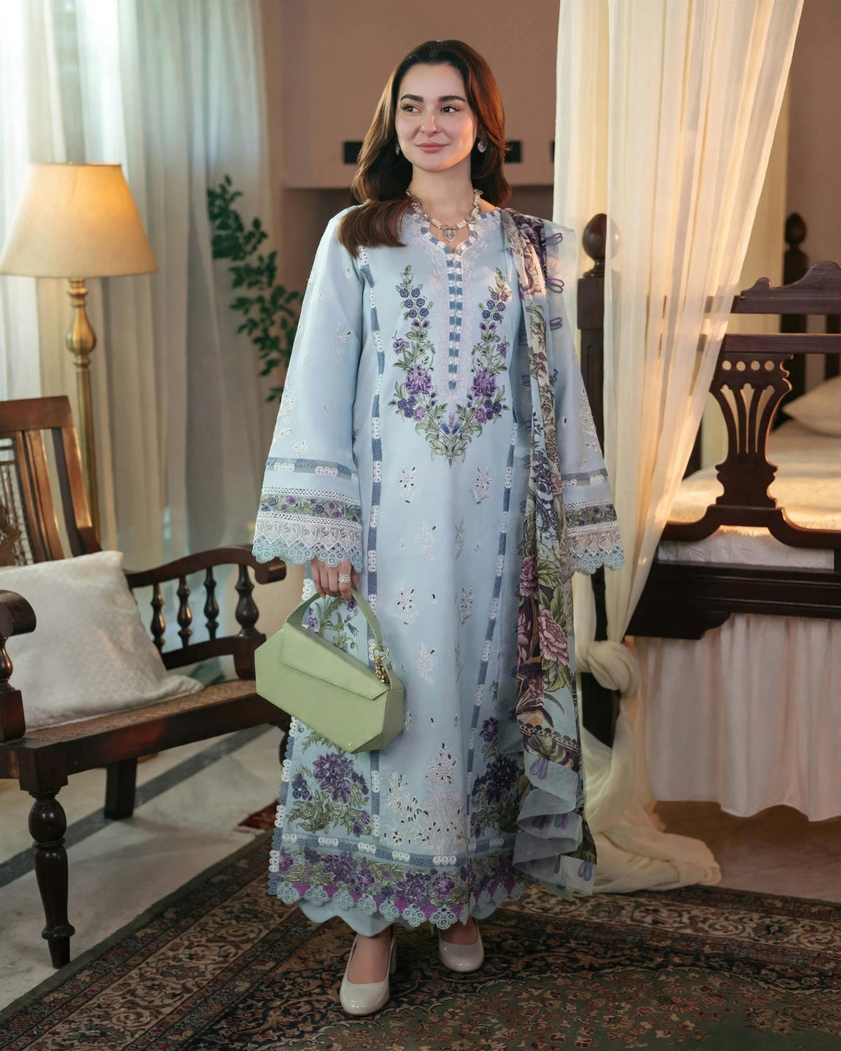 Elegant Ice Blue Embroidered Lawn Suit – Premium Summer Collection