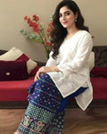 Trendy 2-Piece Embroidered Cotton Lawn Dress with Phulkari Bottoms