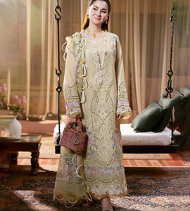 Elegant Pastel Lemon Embroidered 3pc Lawn Suit – Premium Summer Collection